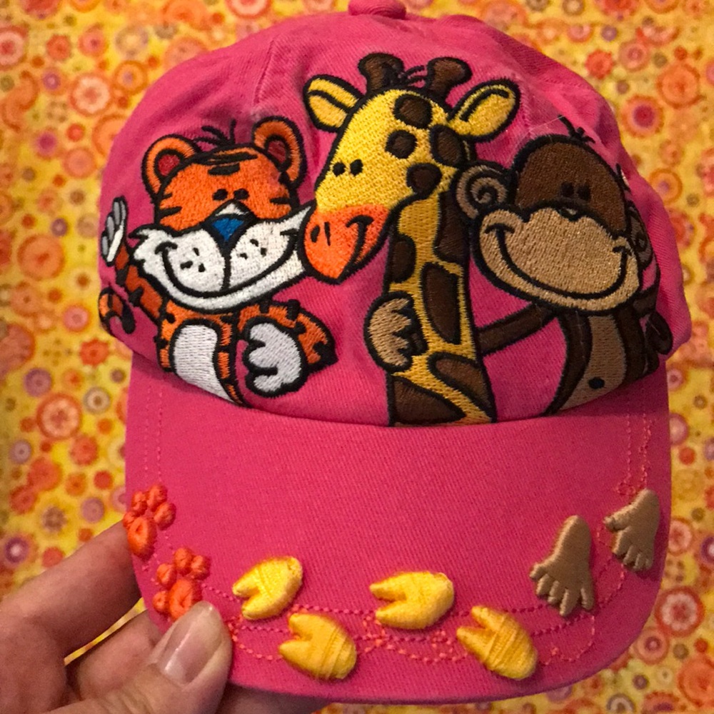Pink Baby Animal Zoo Embroidered Baseball Cap